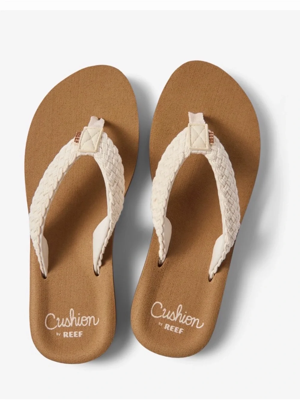 Reef Baja Maria Women’s Tan Footbed Sandals with Cream Braided Straps NWT